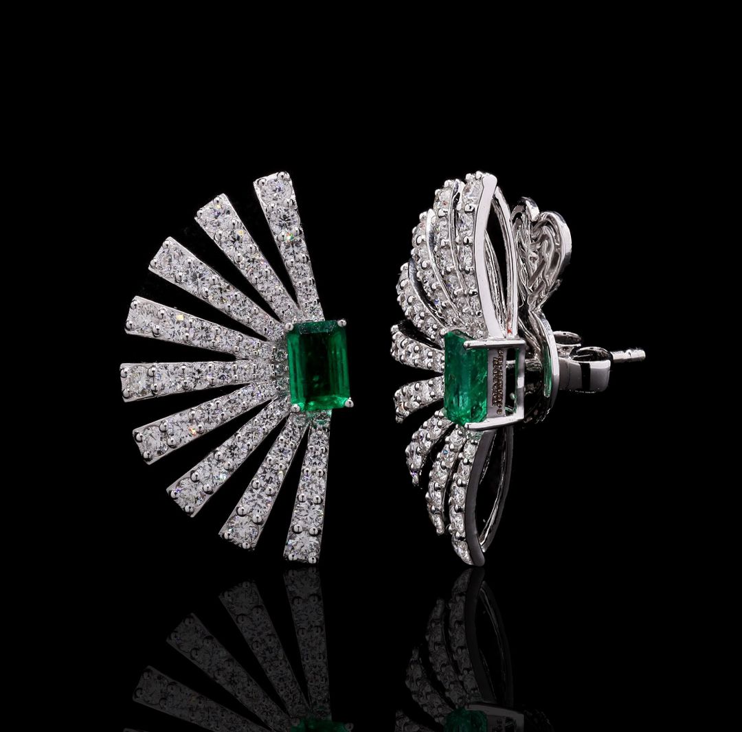 Diamonds & Emerald Earrings