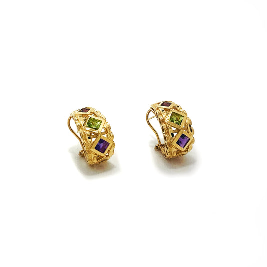 Multi Color Precious Stone Earrings