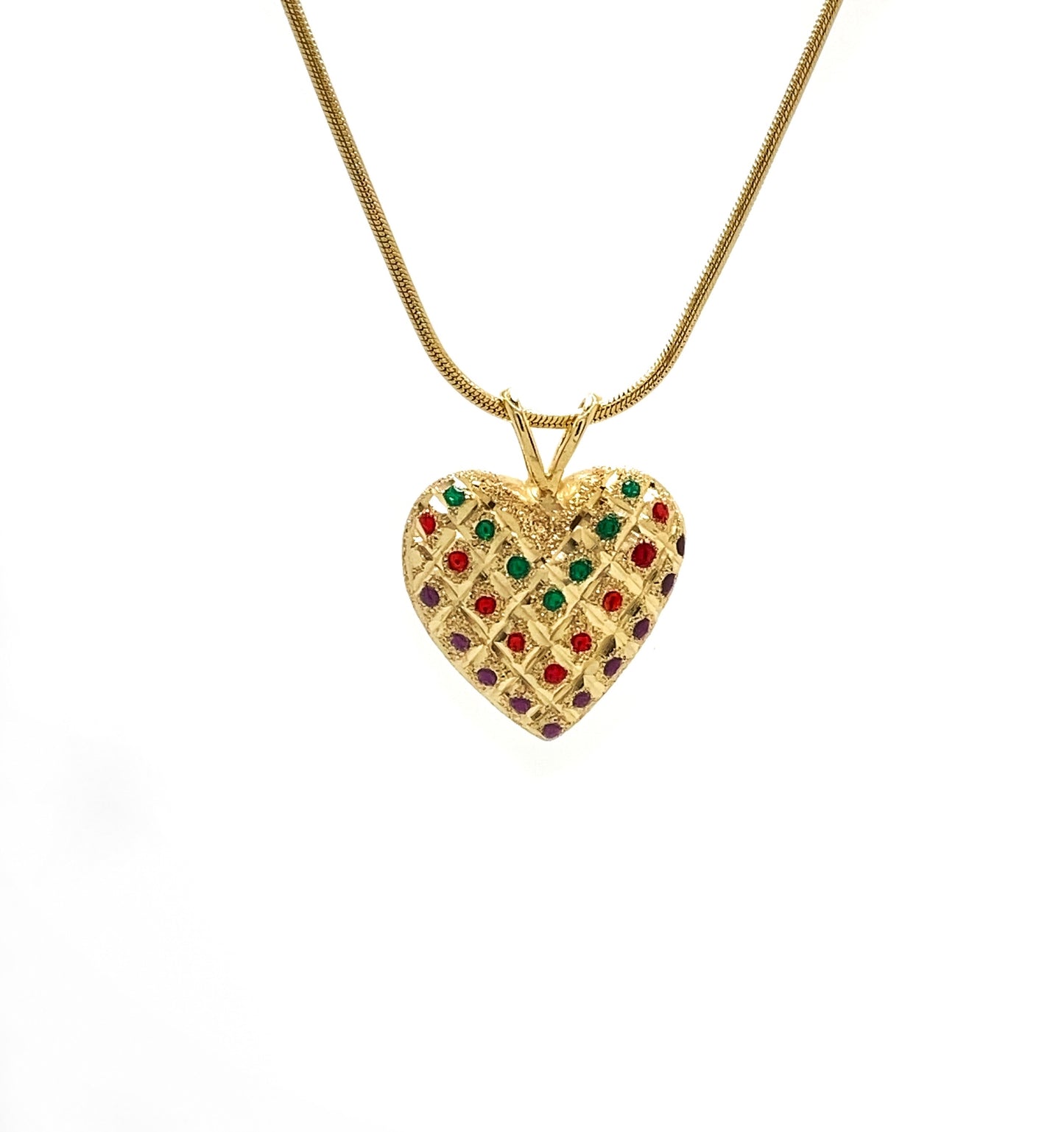 Yellow Gold Enamel Heart Pendent