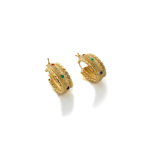 Yellow Gold Enamel Hoop Earrings