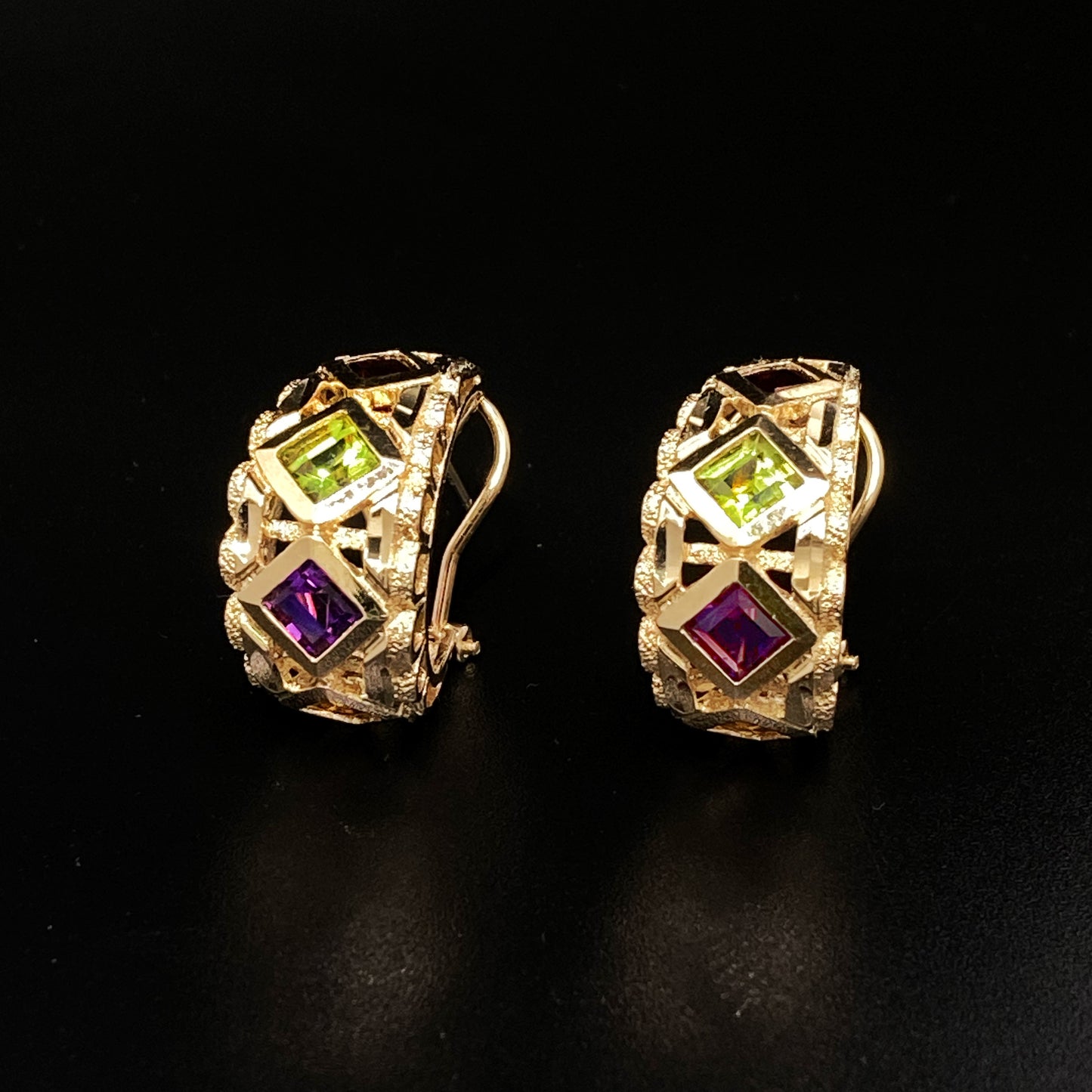 Multi Color Precious Stone Earrings