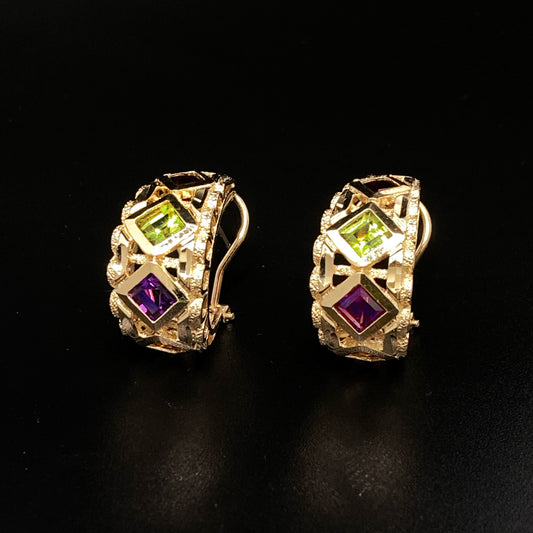 Multi Color Precious Stone Earrings