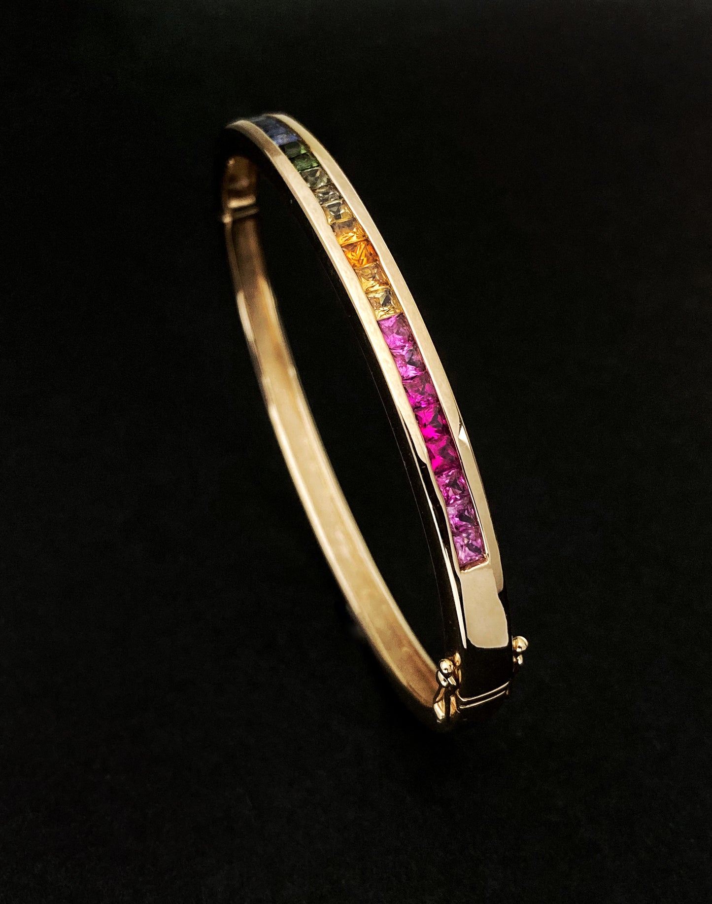 Multi Color Saphire Rainbow Bangle Bracelet