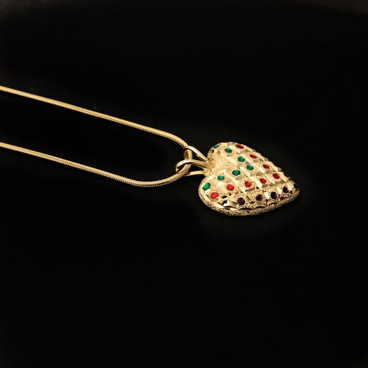 Yellow Gold Enamel Heart Pendent