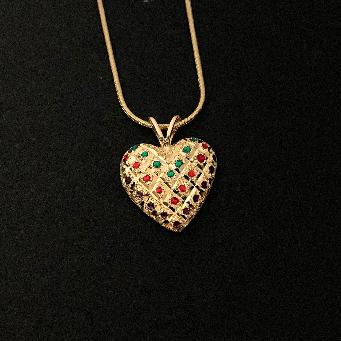 Yellow Gold Enamel Heart Pendent