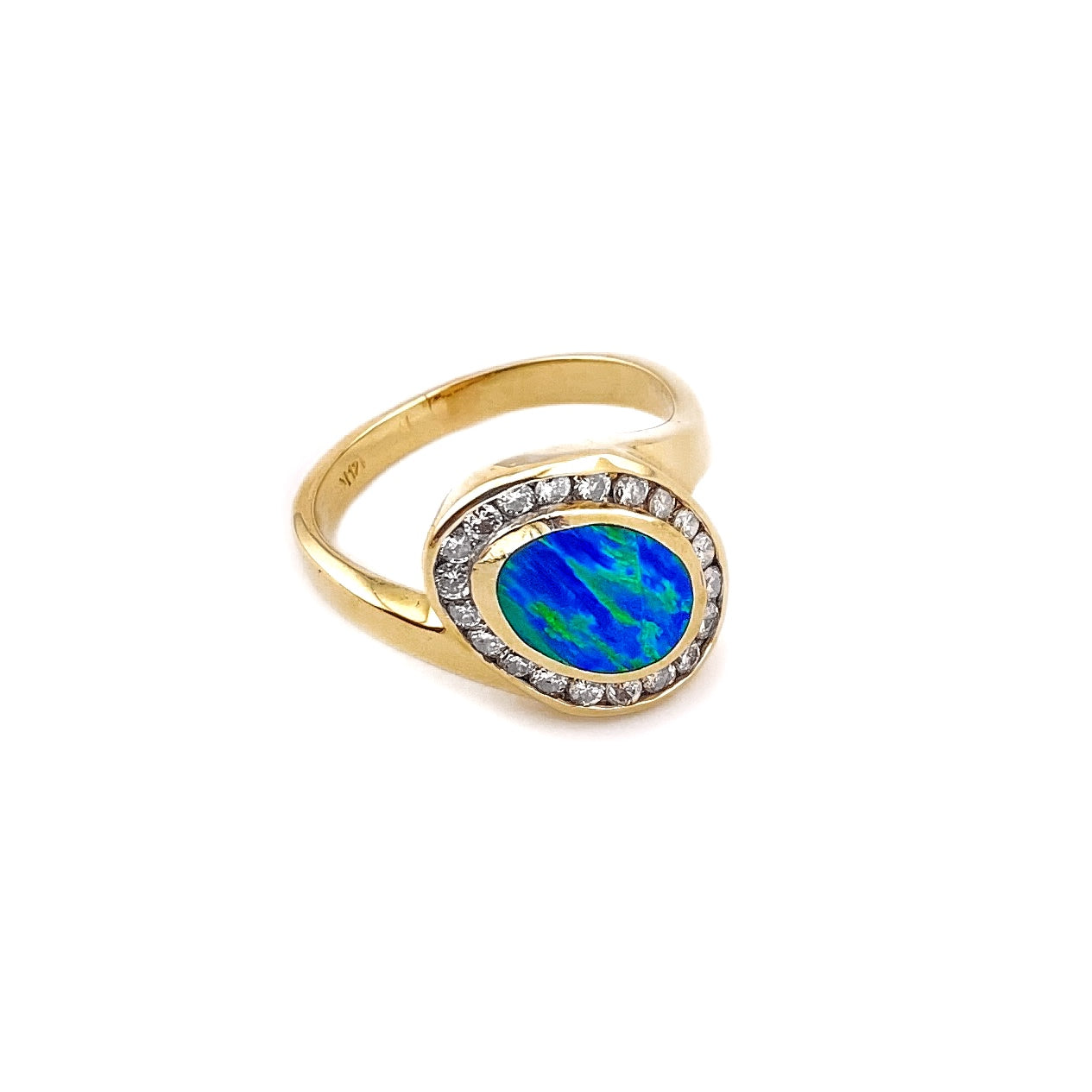 Black opal inlay ring