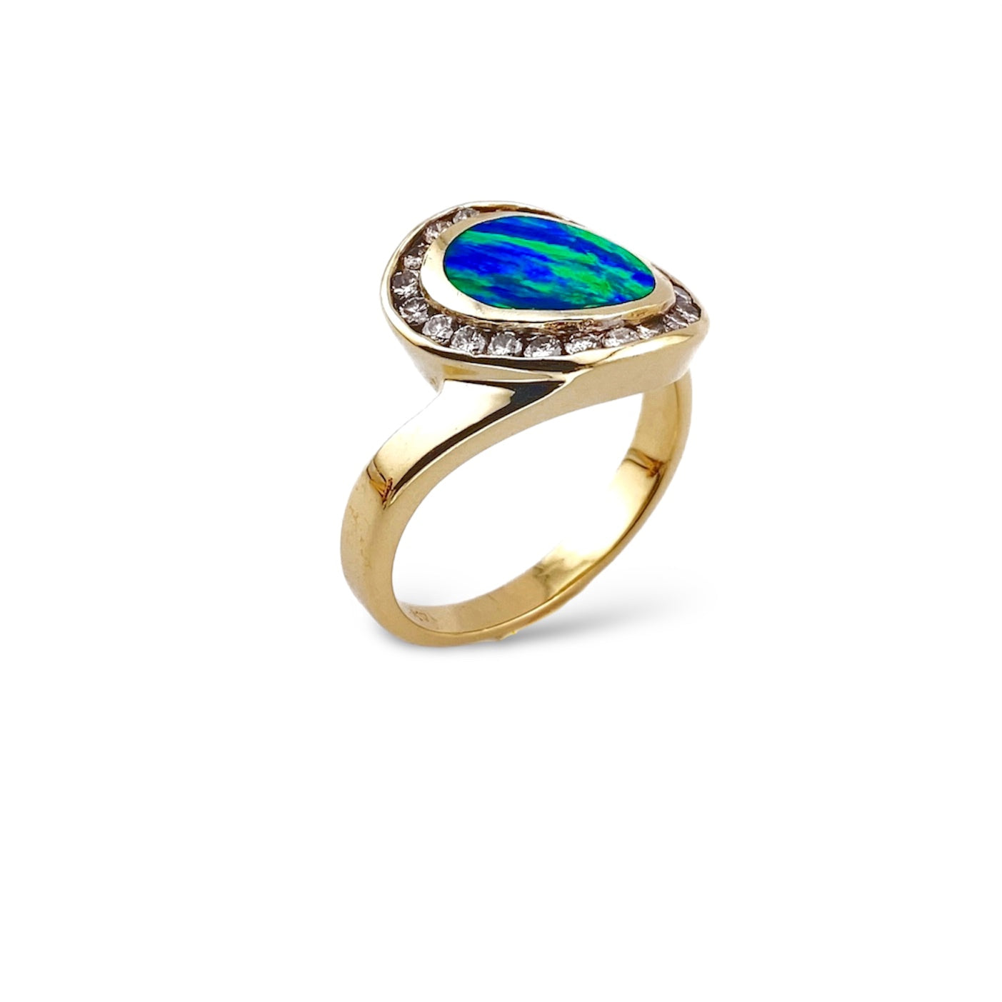 Black opal inlay ring