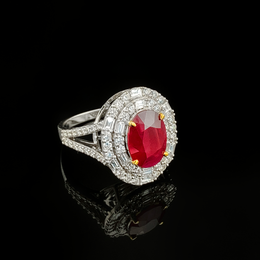 Burmese Ruby & Diamonds Ring
