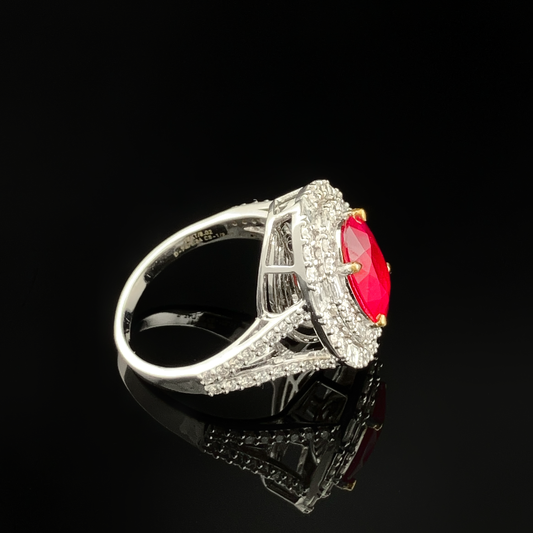 Burmese Ruby & Diamonds Ring