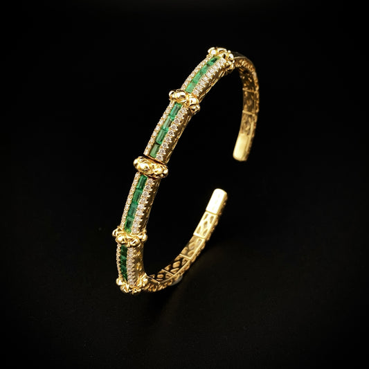 Diamonds and Emeralds Bangle