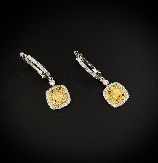 Fancy Yellow Diamond Earrings