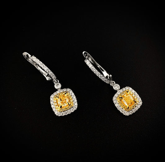 Fancy Yellow Diamond Earrings