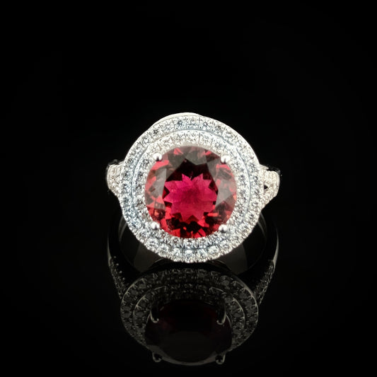 Pink Tourmaline & Diamonds Ring
