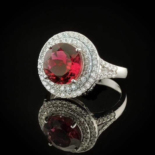 Pink Tourmaline & Diamonds Ring