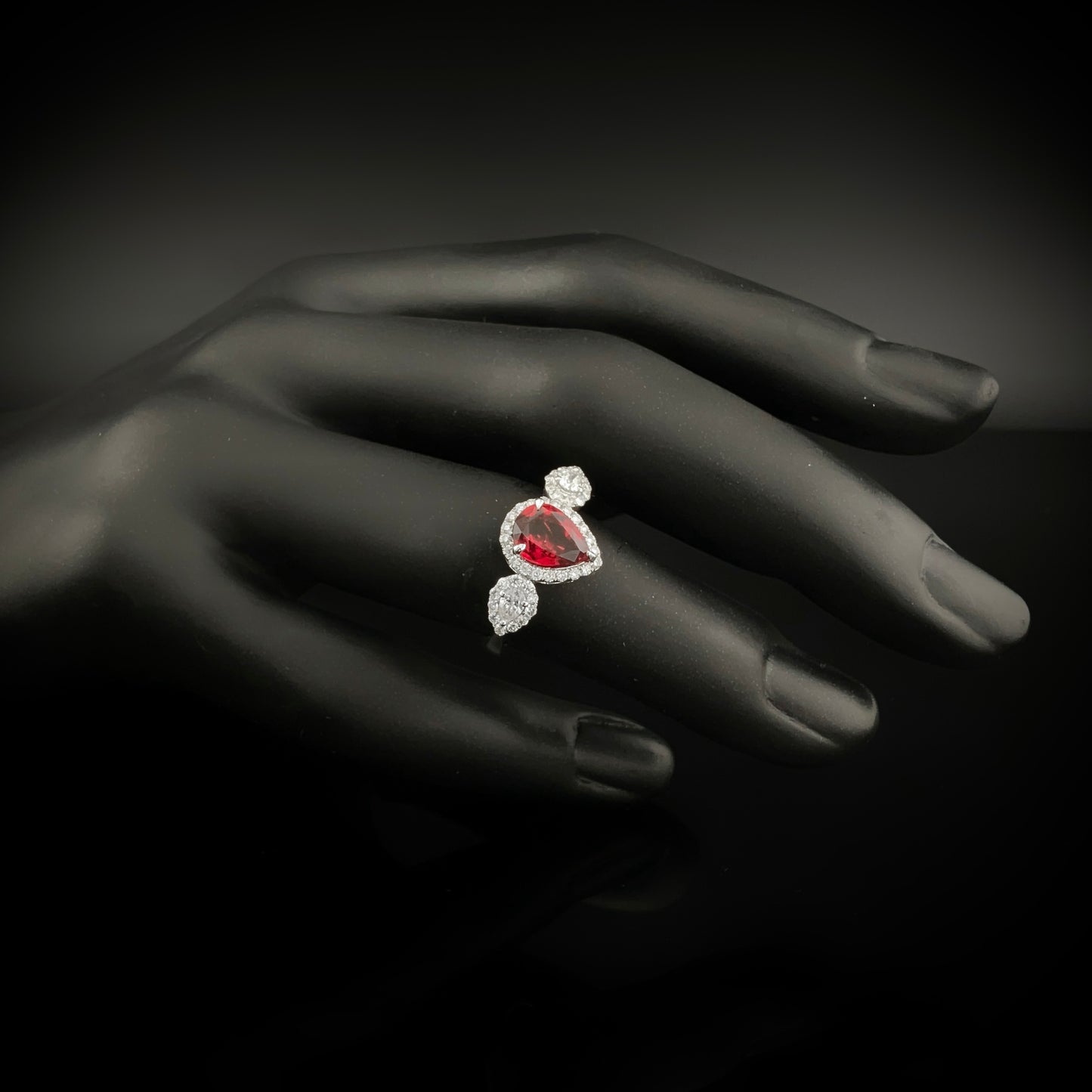 Red Spinel & Diamonds Ring