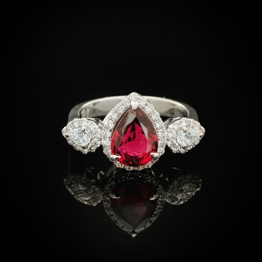 Red Spinel & Diamonds Ring