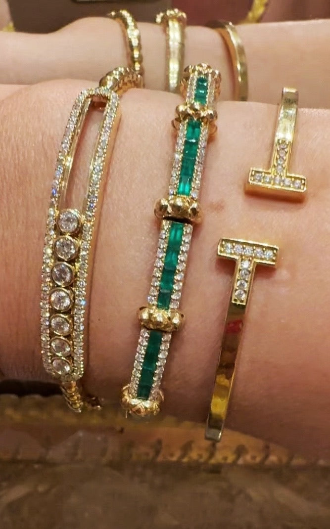 Diamonds and Emeralds Bangle