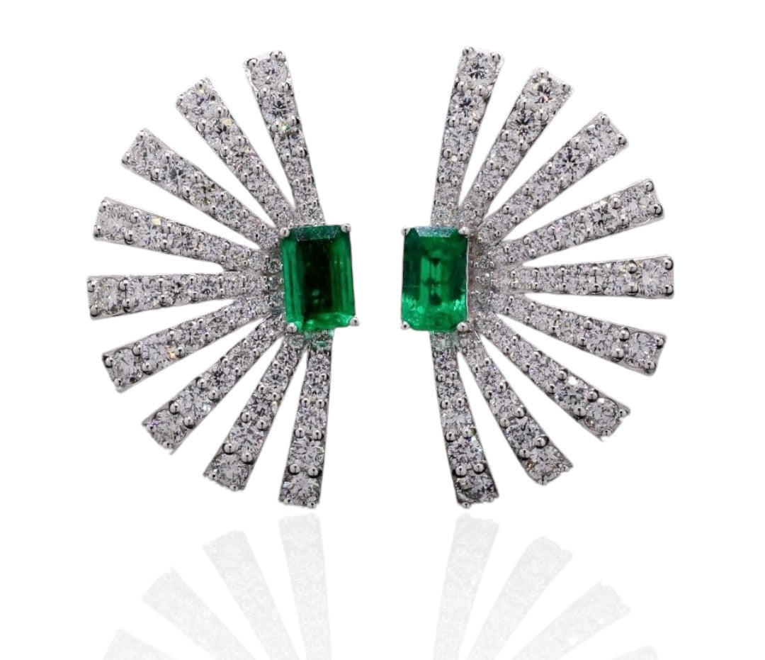 Diamonds & Emerald Earrings